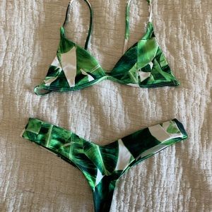 Stone fox swim palm leaf suit